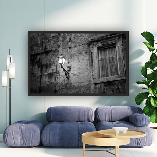 Vintage Old Town Wall Art | Black & White Photography