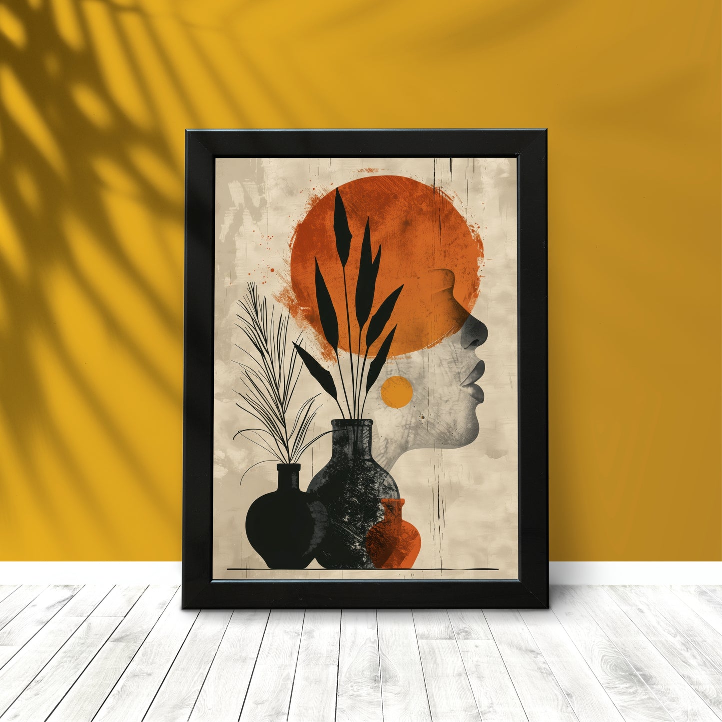 “Abstract Harmony” Wall Frame – Modern Art Meets Timeless Elegance 🖤🧡
