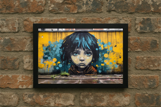 “Urban Innocence – Street Art Portrait Frame” 🖤🎨