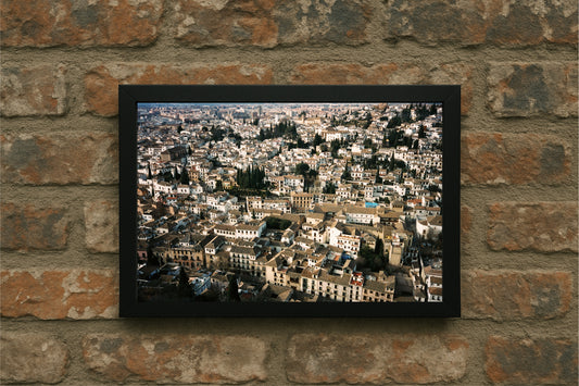 “Golden Rooftops – Mediterranean Cityscape Frame” 🏙️🌿