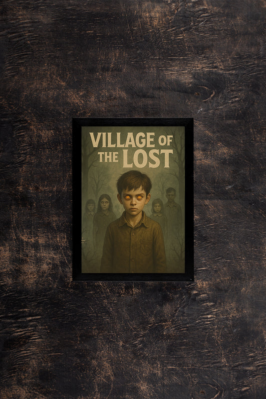 “VILLAGE OF THE LOST – Sinister Children Horror Poster Frame” 👁️🖤🌫️
