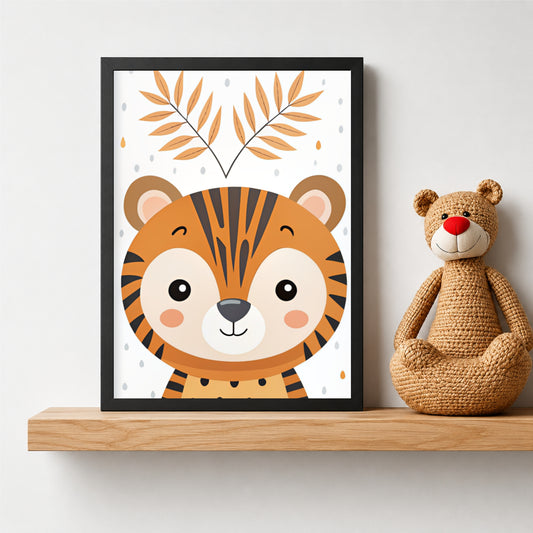 Cute Tiger Wall Art | Baby Tiger Kids Poster | Safari Animal Nursery Room Decor