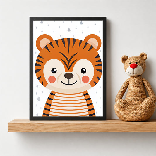 Cute Tiger Wall Art | Baby Tiger Kids Poster | Safari Animal Nursery Room Decor