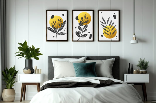 Golden Leaf Harmony Wall Frame Set β Minimal Nature Art for Modern Homes