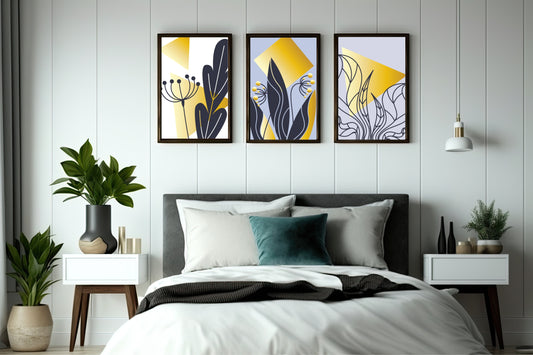 Golden Geometric Botanical Wall Frame Set β Luxe Modern Minimalist Decor β¨πΏ