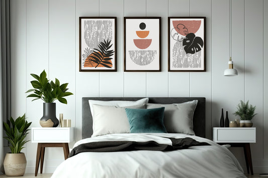 Modern Boho Geometric Wall Frame Set β Minimal Abstract Botanical Art πͺ΄π€