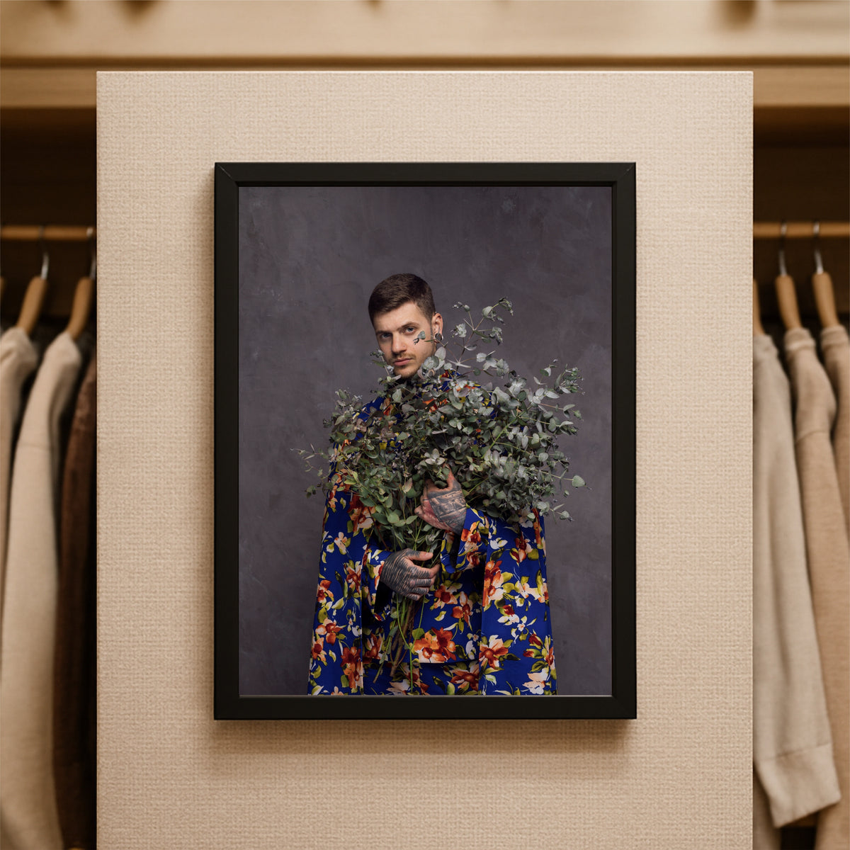 “Bloom Keeper – Floral Cloak Portrait Art Frame” 🌿🎨✨