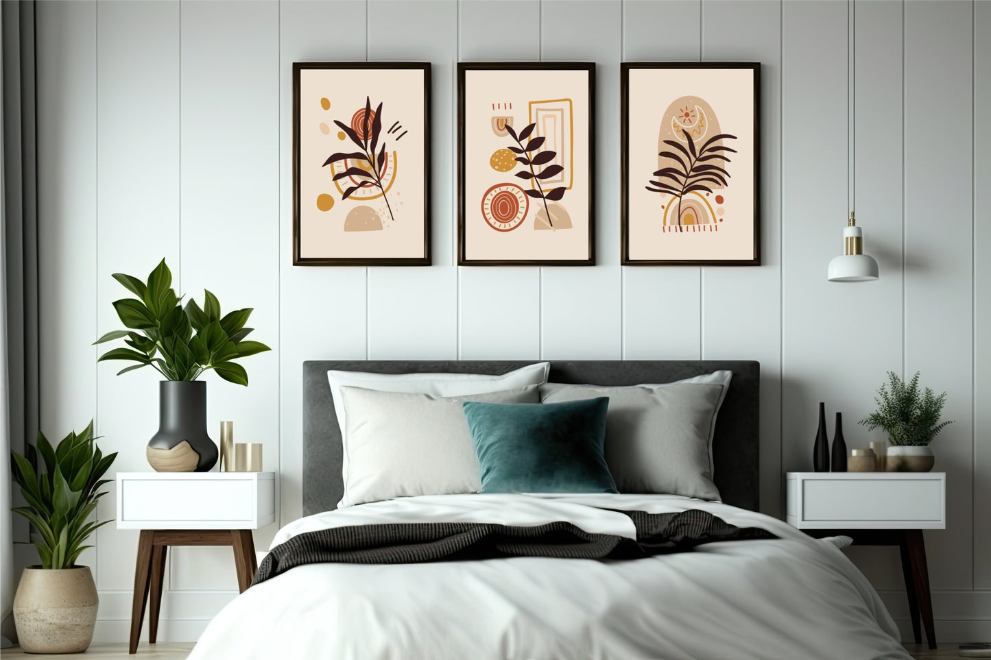 Boho Geometric Botanical Wall Frame Set β Modern Abstract Minimal Decor πΏβ¨