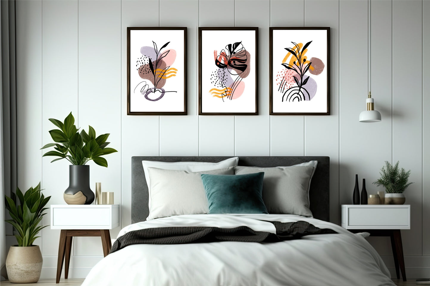 Abstract Botanical Line Art Wall Frame Set β Modern Minimal Aesthetic Decor πΈβ¨