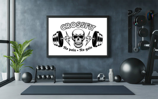 “Crossfit Skull – No Pain No Gain Gym Art Frame” ☠️🏋️♂️