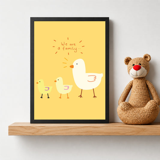 Cute Family Duck Wall Art | Mother Duck & Ducklings Poster | Kids Nursery Wall Decor | Family Animal Art