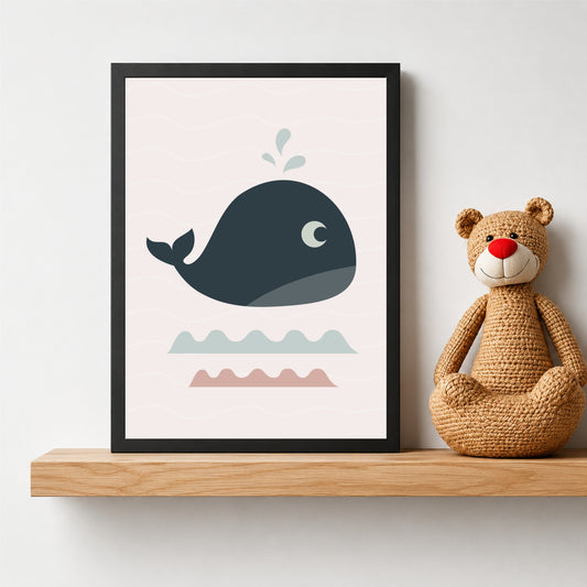 Cute Whale Wall Art | Minimal Ocean Nursery Decor