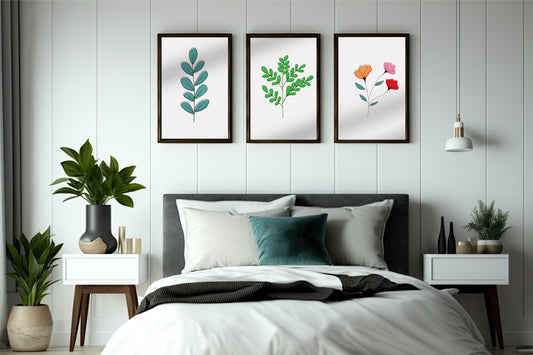 Minimal Botanical Wall Frame Set – Fresh Nature-Inspired Home Décor 🌸🌿