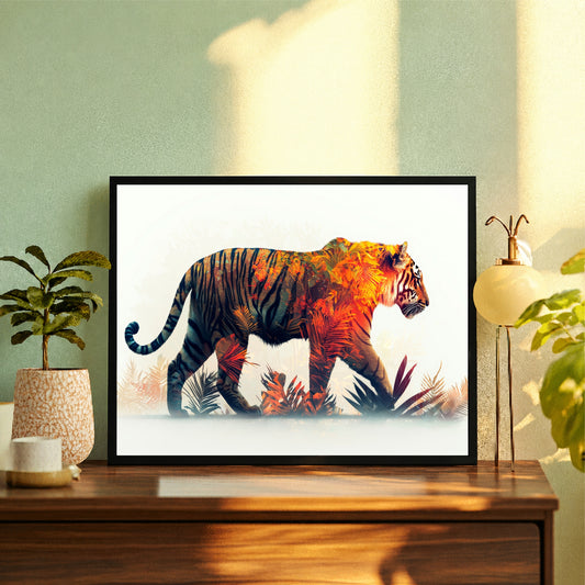 Tiger Wall Art | Framed Artistic Tiger Artwork | Wildlife & Jungle Décor
