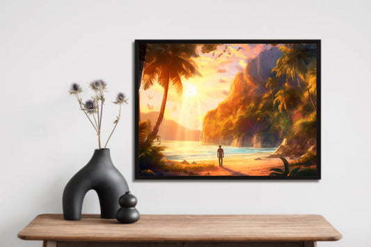 Alone Boy at Sunset – Serene Nature Wall Frame