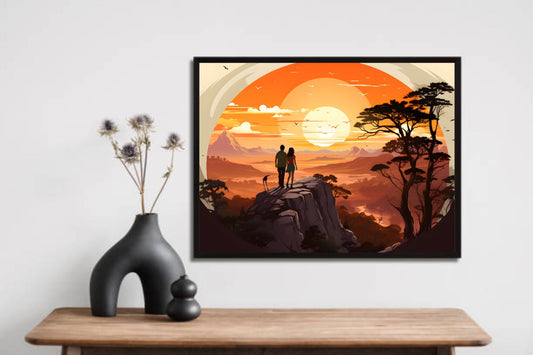Couples on Hilltop – Romantic Nature Wall Frame