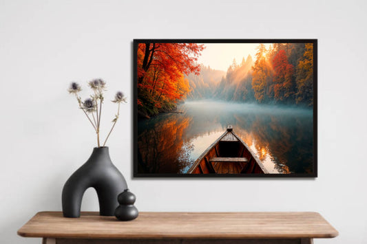 Boat in River Nature Wall Frame – A Peaceful Escape into Serenity