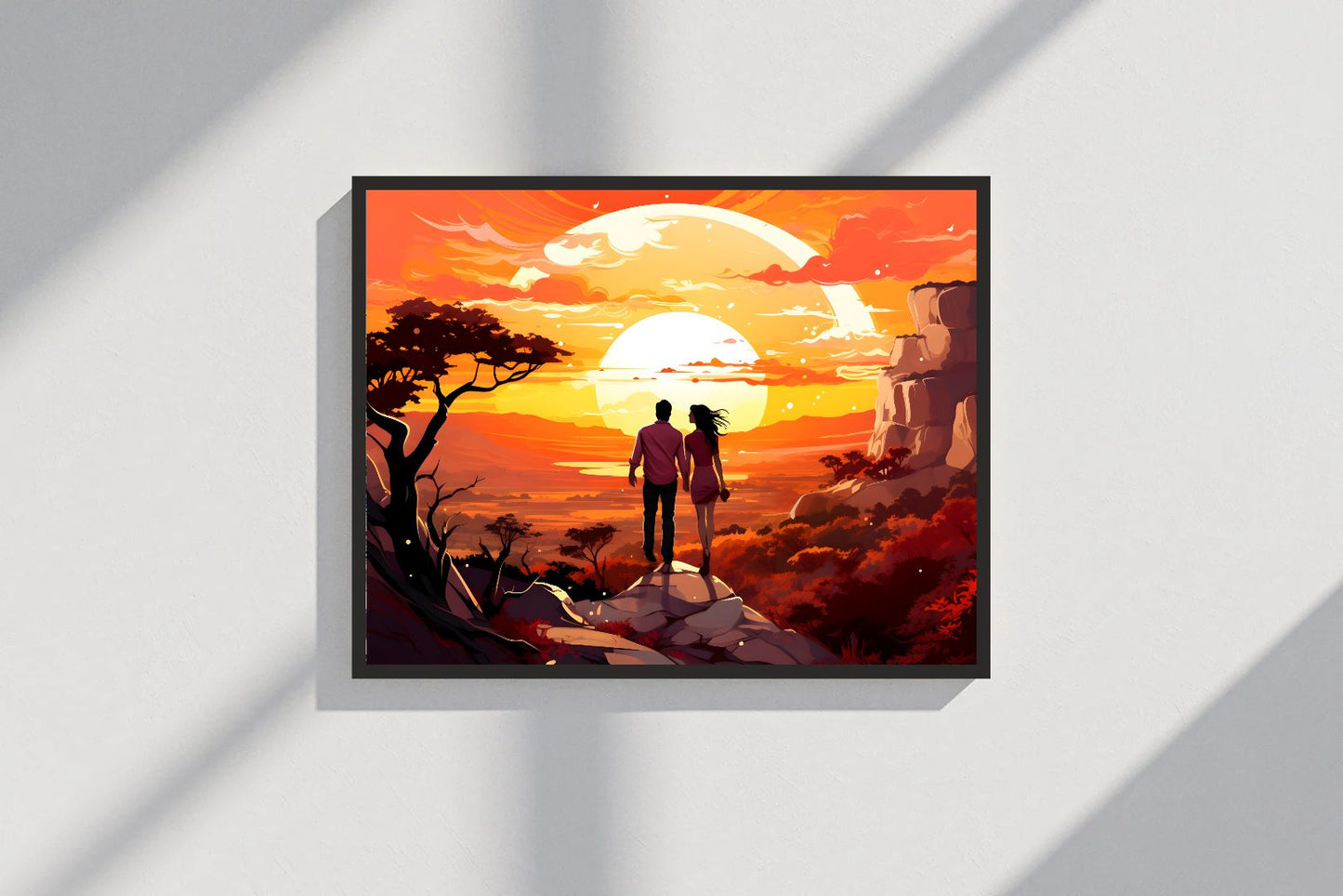 Couples on Hilltop – Romantic Nature Wall Frame