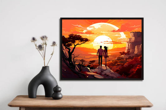 Couples on Hilltop – Romantic Nature Wall Frame