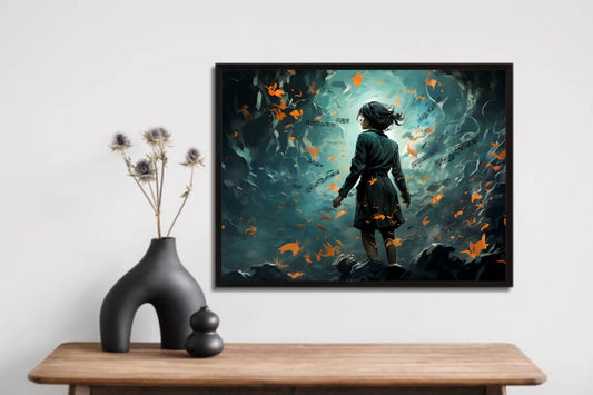 Alone Girl on Beach Nature Wall Frame – A Soulful Escape