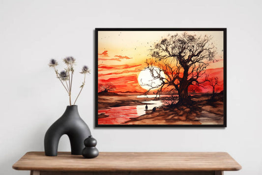 Sunset Nature Wall Frame – A Breathtaking Blend of Colors & Serenity