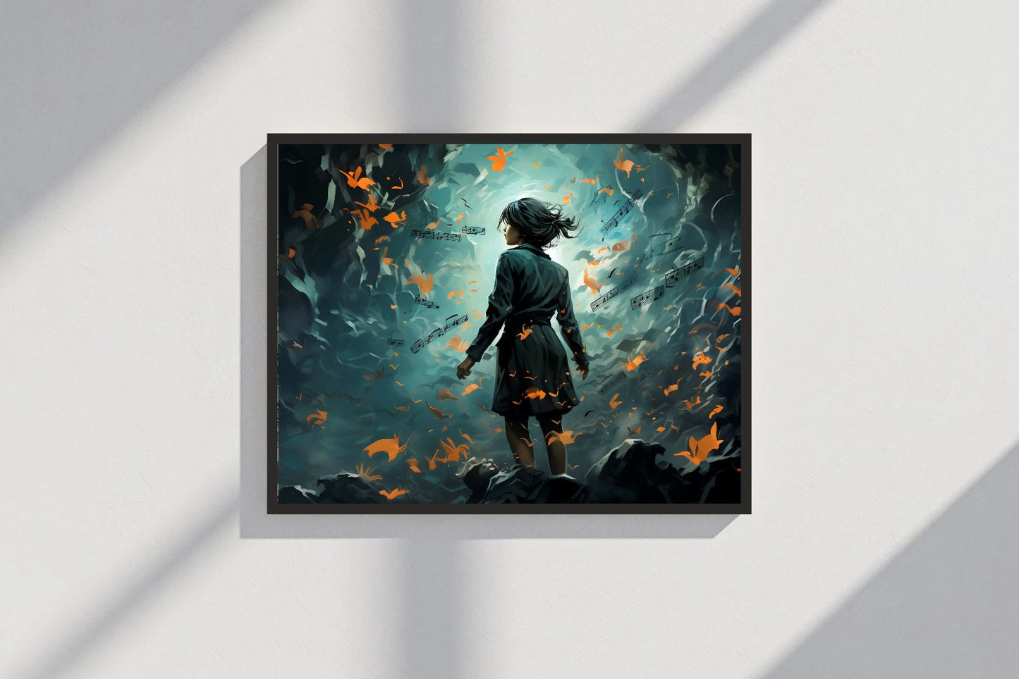 Alone Girl on Beach Nature Wall Frame – A Soulful Escape