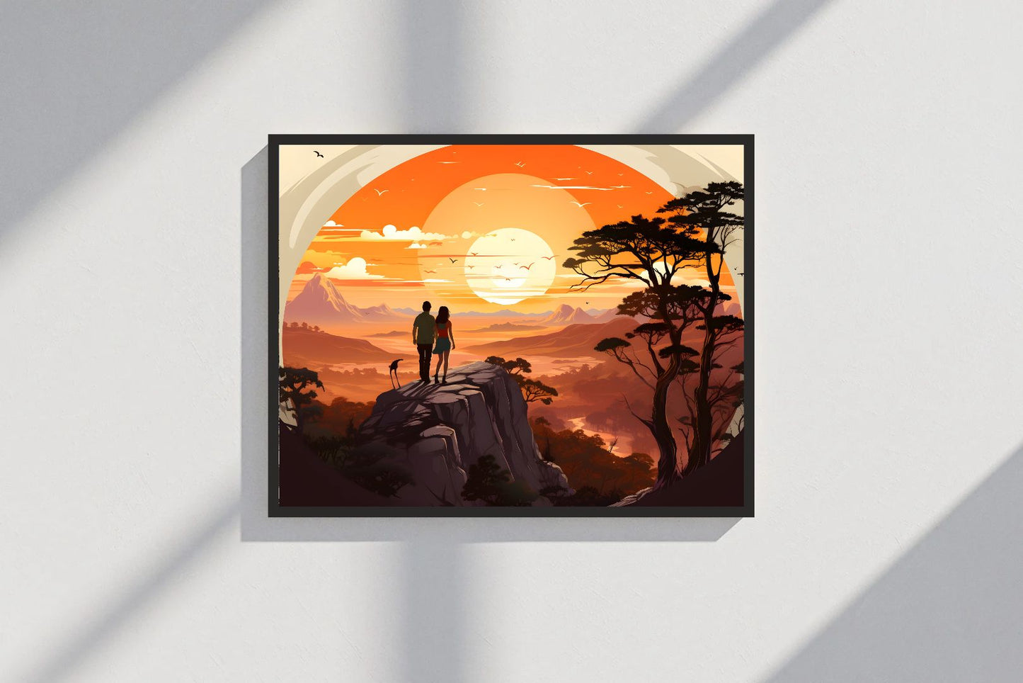 Couples on Hilltop – Romantic Nature Wall Frame