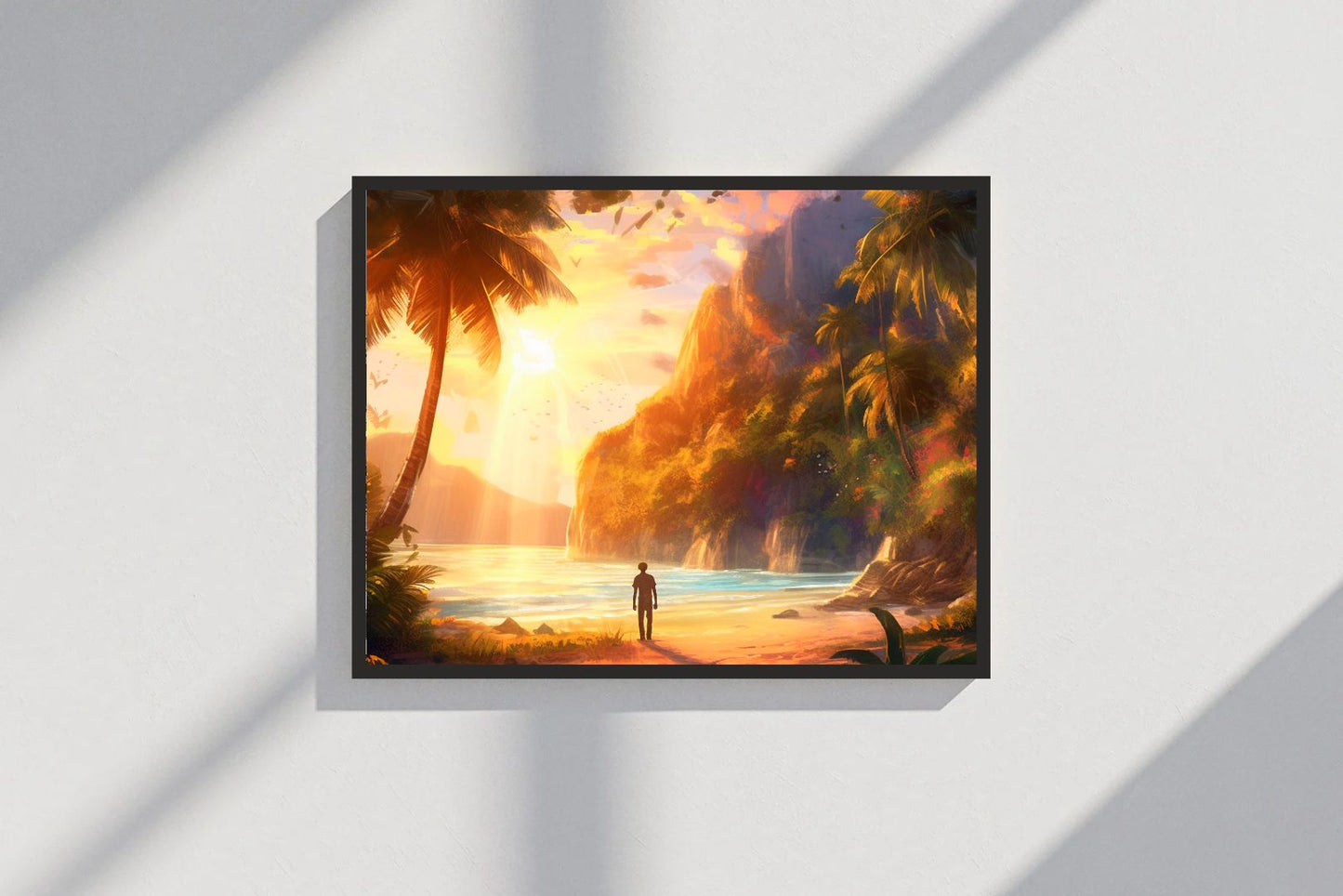 Alone Boy at Sunset – Serene Nature Wall Frame