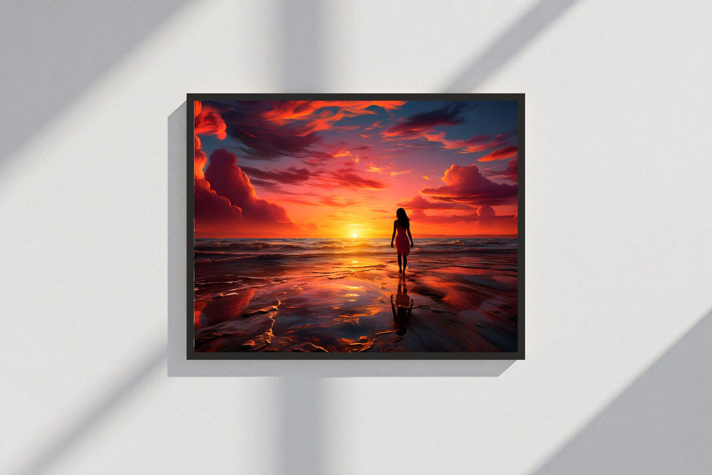 Alone Girl on Beach Nature Wall Frame – A Soulful Escape