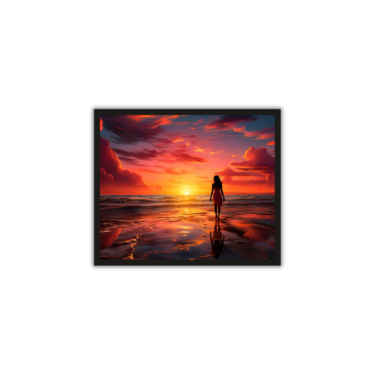 Alone Girl on Beach Nature Wall Frame – A Soulful Escape