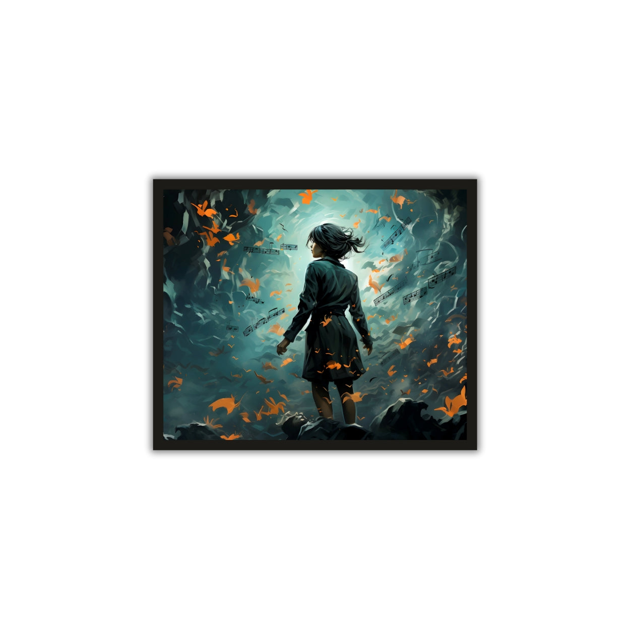 Alone Girl on Beach Nature Wall Frame – A Soulful Escape