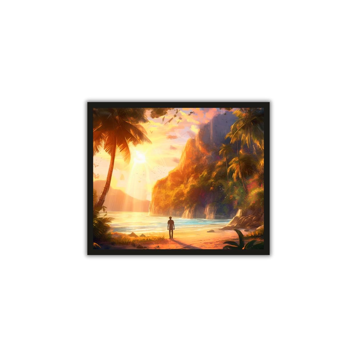 Alone Boy at Sunset – Serene Nature Wall Frame