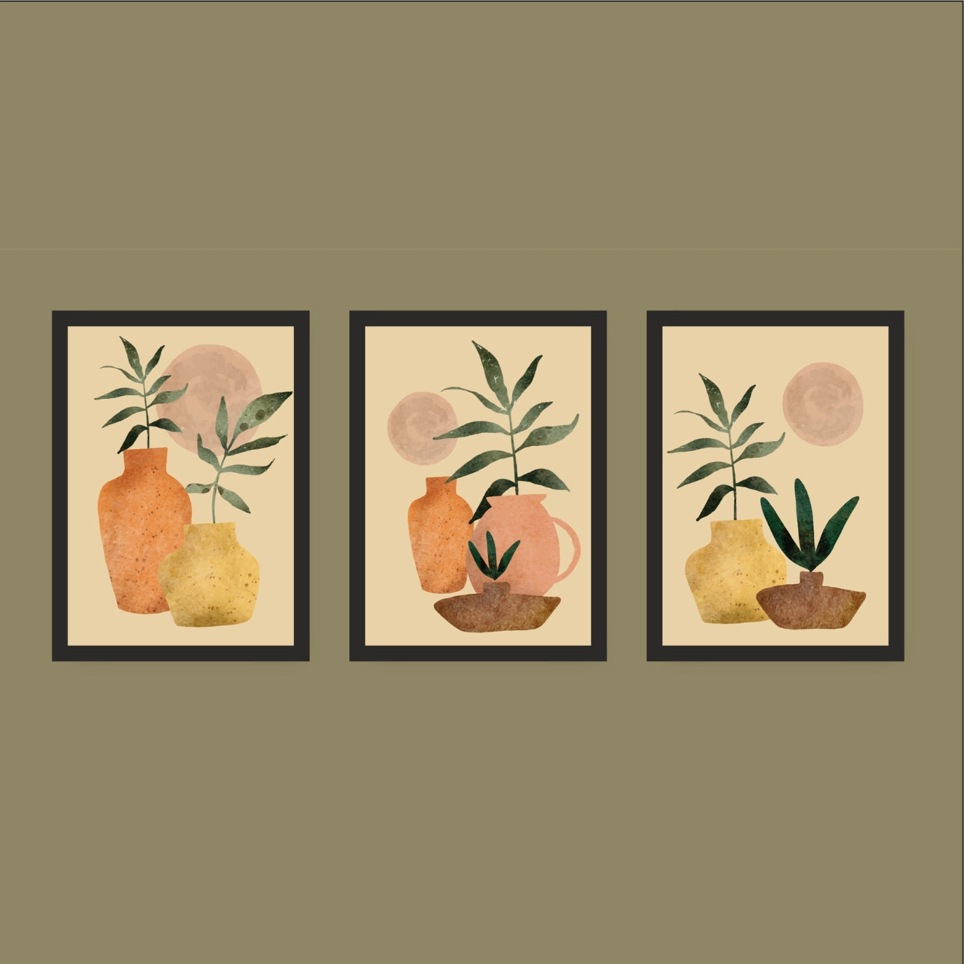 Set of 4 Nature Serenity – Framed Wall Art for Home & Cafe Decor