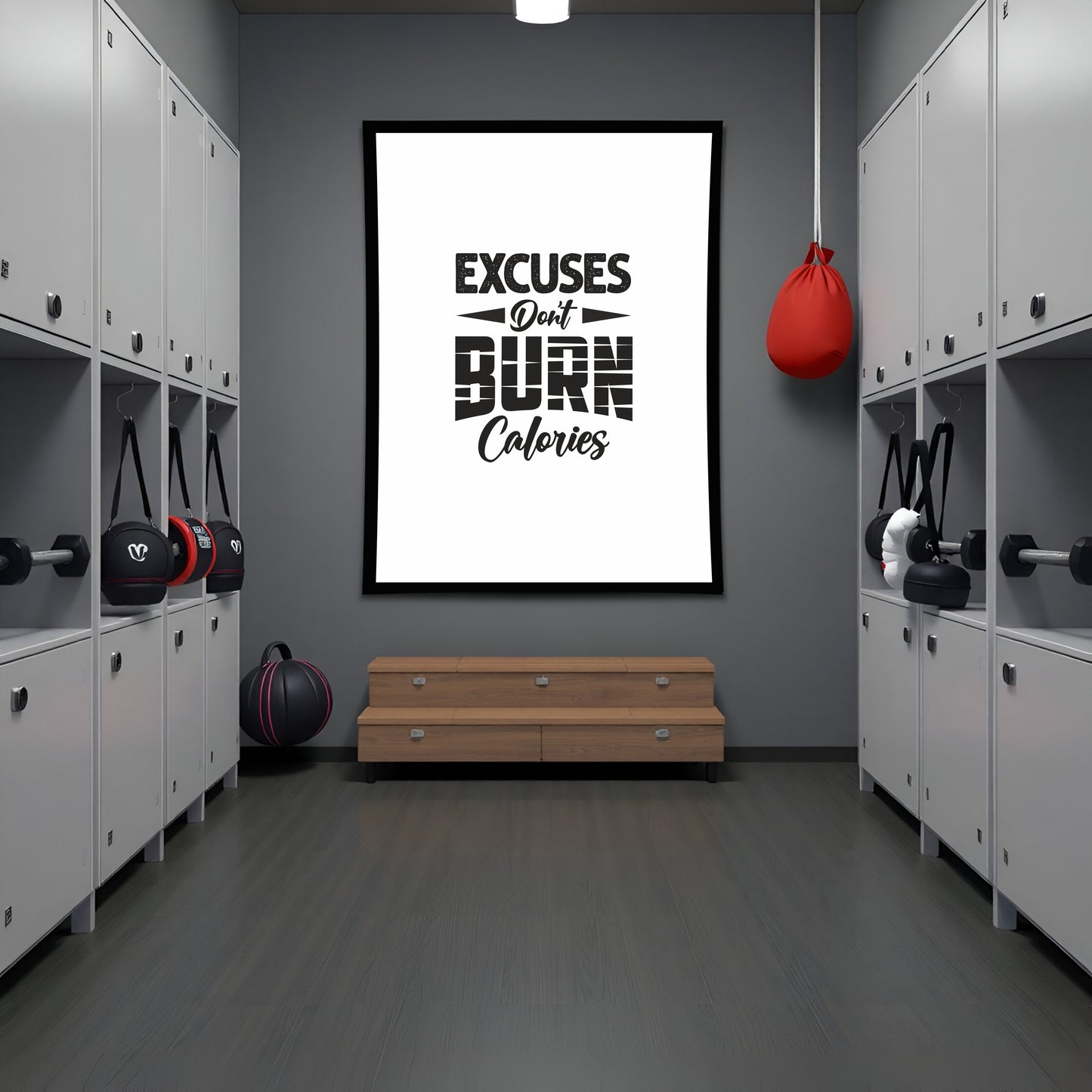 Excuses Don’t Burn Calories – Motivational Gym Wall Frame