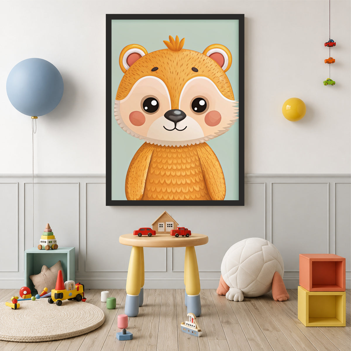 Cute Red Panda Wall Art | Kids Nursery Decor