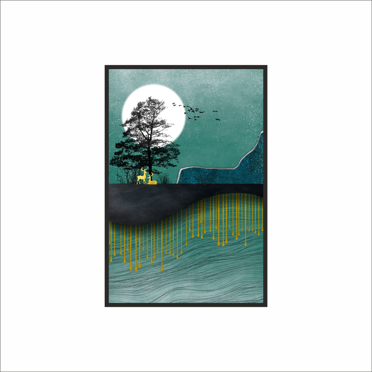 Moonlit Serenity Wall Art Photo Frame – Modern Nature Wall Art