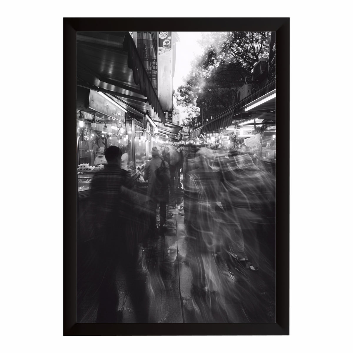 Urban Street Market Black & White Wall Art | Moody City Photography Print