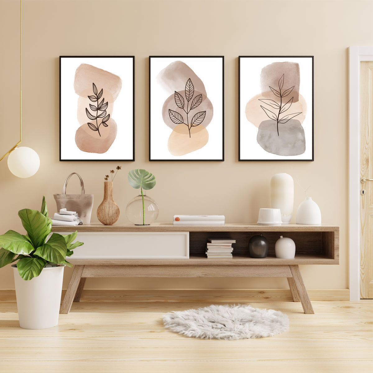 Botanical Leaf Wall Art Set of 3 | Modern Decor
