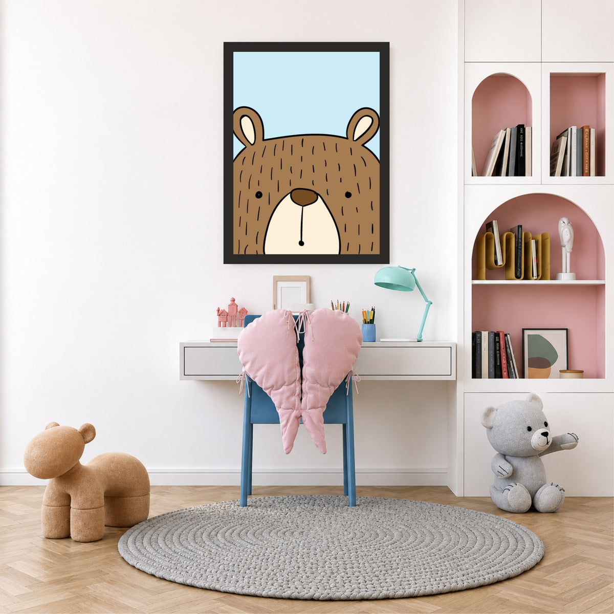 Cute Bear Wall Art | Minimalist Woodland Nursery Animal Print