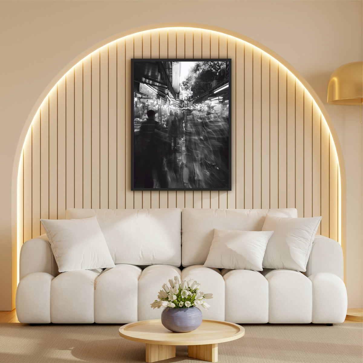 Urban Street Market Black & White Wall Art | Moody City Photography Print