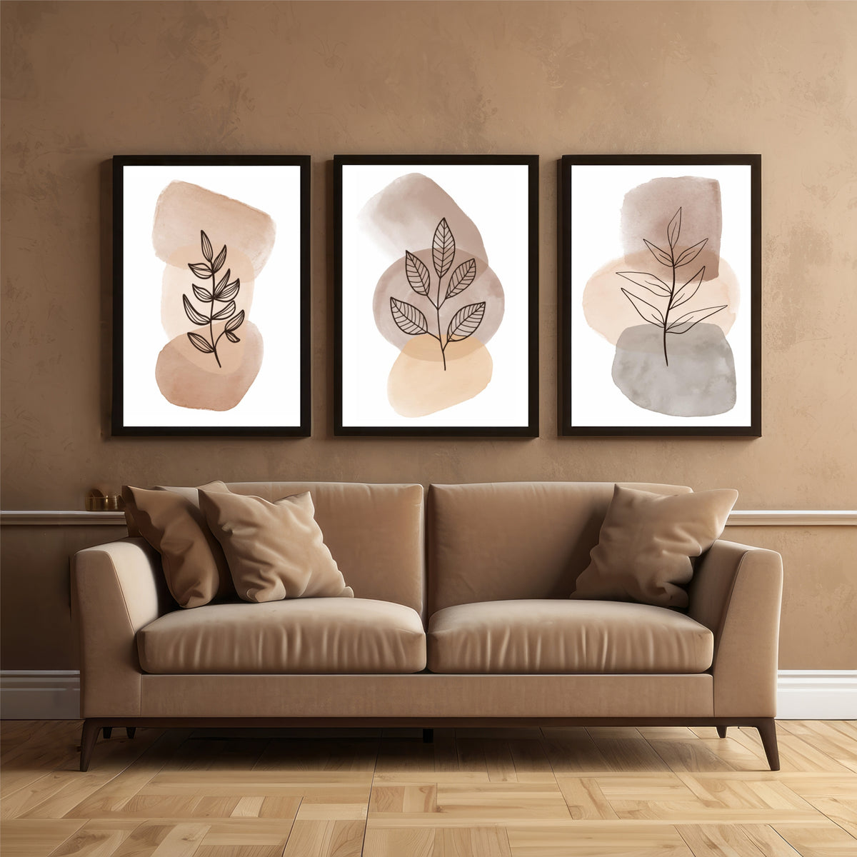 Botanical Leaf Wall Art Set of 3 | Modern Decor