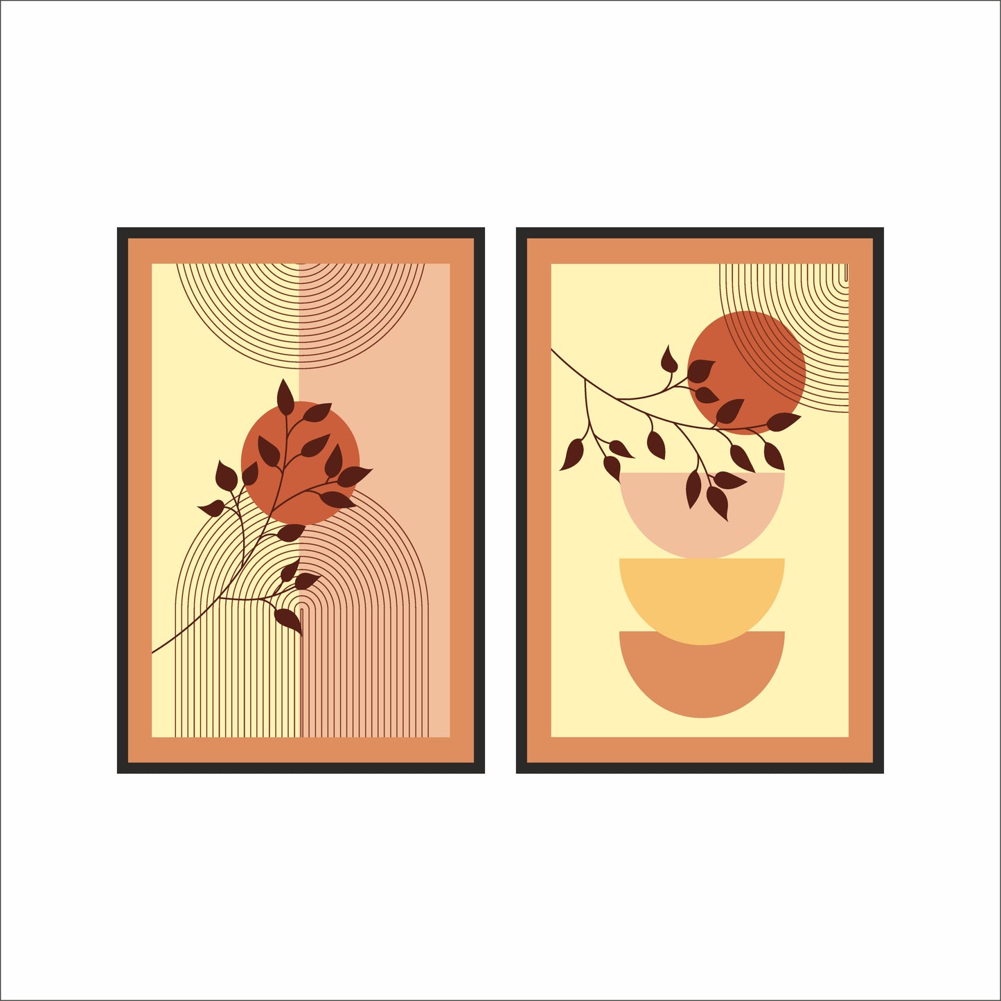 Terracotta Harmony Wall Frame Set – Warm Earthy Elegance 🌿🧡