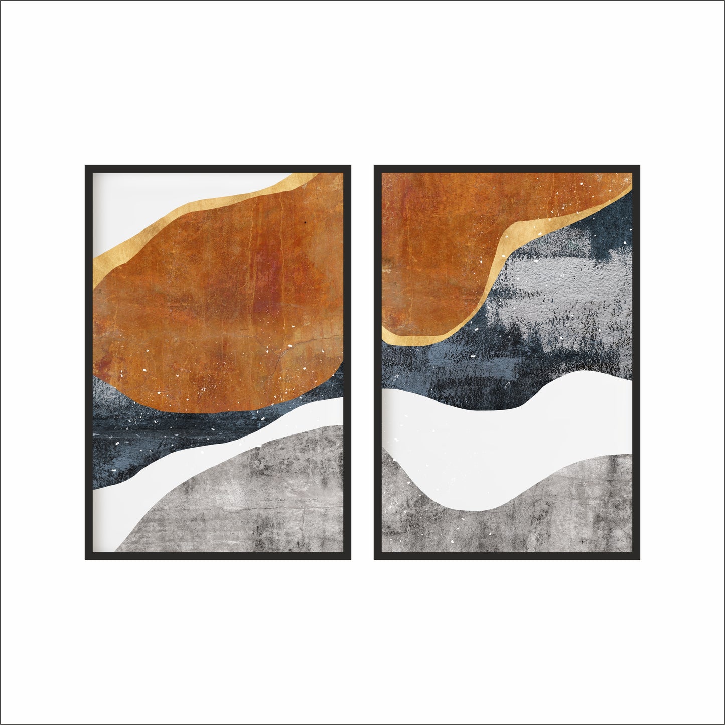 Rustic Terrain Wall Frame Set – Abstract Earth & Stone Harmony 🏔️✨