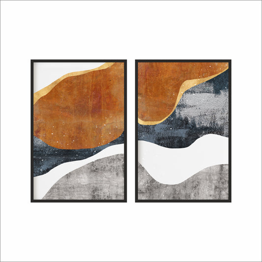 Rustic Terrain Wall Frame Set – Abstract Earth & Stone Harmony 🏔️✨