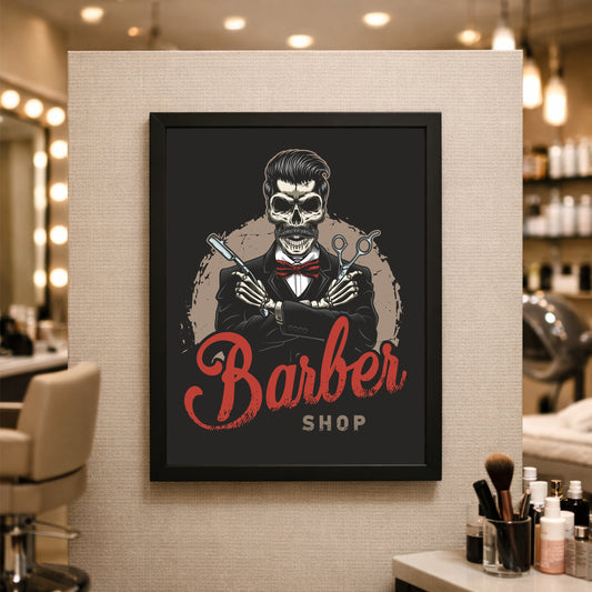 The Skull Barber King – Bold Barber Shop Art 💀✂️