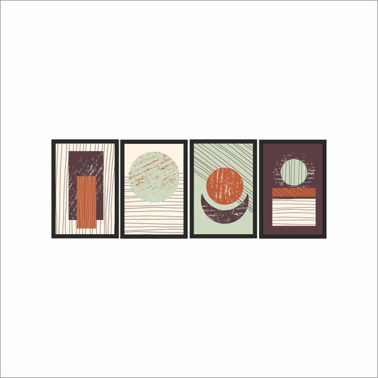 Rustic Geometric Wall Frame Set – Modern Abstract Shapes in Earthy Tones 🟠🟢🟣