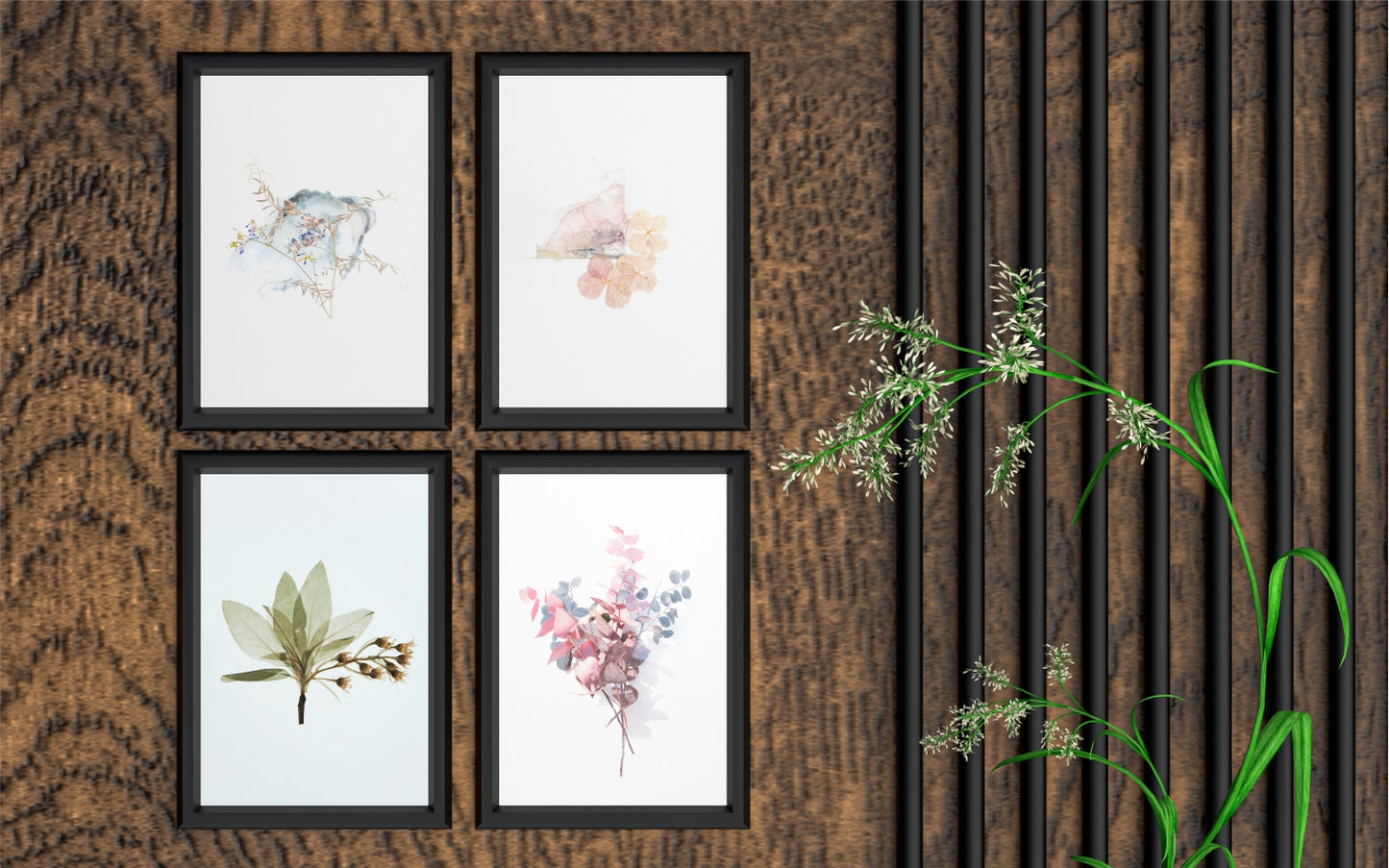 🌿 Botanical Harmony Wall Frame Set – Nature’s Poetry in Minimal Form