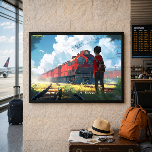 Anime Train Journey Wall Art | Scenic Railway Adventure Poster
