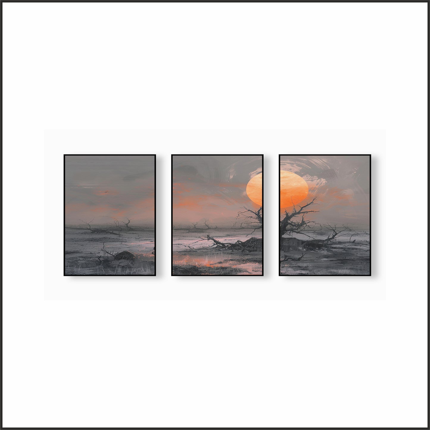 Sunset Mirage Wall Frame Set – Nature’s Warm Glow for Modern Interiors