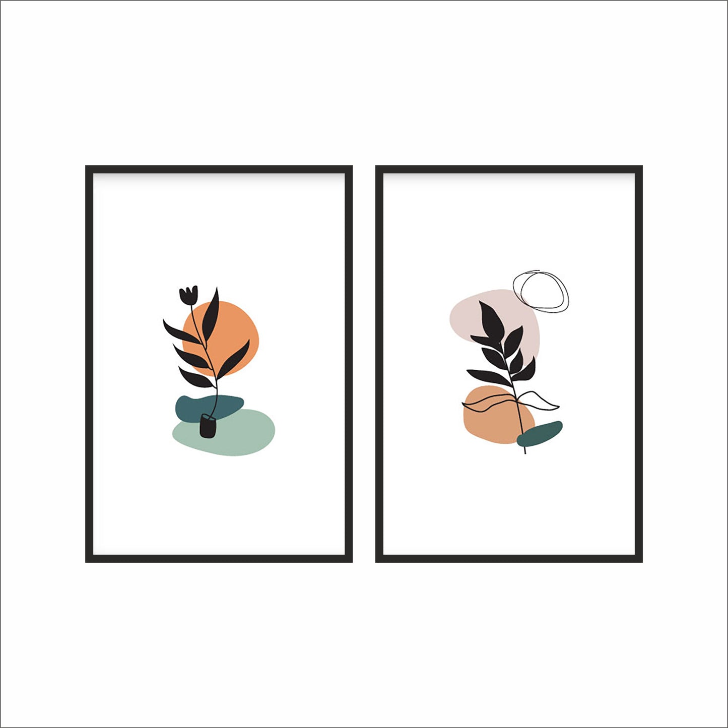Abstract Leaf Harmony Wall Frame Set – Minimalist Art with Earthy Charm 🌿